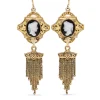15ct Yellow Gold Antique Cameo Tassel Drop Earrings