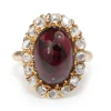 18ct Yellow Gold Antique Cabochon Garnet and Rose Cut Diamond Ring