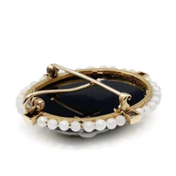 14ct Yellow Gold Antique Cameo and Pearl Brooch / Enhancer