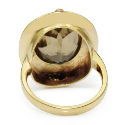 18ct Yellow Gold Antique Citrine Ring with White and Rose Gold Overlay Detail