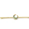 18ct Yellow Gold Antique Emerald and Old Cut Diamond Crescent Brooch