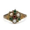 9ct Yellow Gold Antique Emerald, Ruby and Pearl Ring