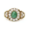 15ct Yellow Gold Antique Emerald and Pearl Daisy Ring