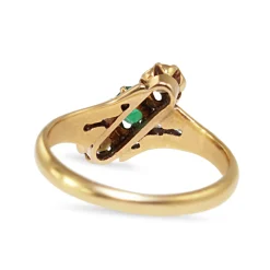 18ct Yellow Gold Antique Emerald and Pearl 3 Stone Ring