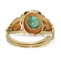 15ct Yellow Gold Antique Emerald and Pearl Daisy Ring