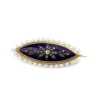18ct Yellow Gold Antique Enamel, Pearl and Rose Cut Diamond Brooch