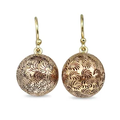 9ct Yellow Gold Antique Etched Ball Earrings