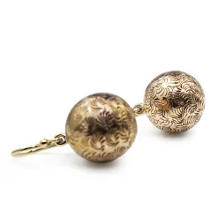9ct Yellow Gold Antique Etched Ball Earrings