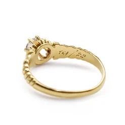 14ct Yellow Gold Antique Etched Solitaire Ring