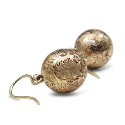 9ct Yellow Gold Antique Etched Ball Earrings