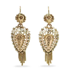 9ct Yellow Gold Antique Filigree Drop Earrings