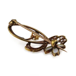 18ct Yellow Gold Antique French Enamel and Old Cut Diamond Brooch