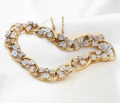 18ct Yellow Gold Antique French Enamel and Rose Cut Diamond Bracelet