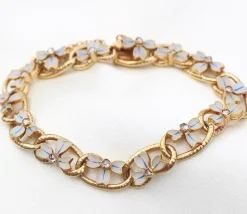 18ct Yellow Gold Antique French Enamel and Rose Cut Diamond Bracelet