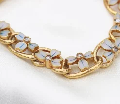 18ct Yellow Gold Antique French Enamel and Rose Cut Diamond Bracelet