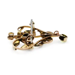 9ct Yellow Gold Antique Garnet, Pearl and Peridot Suffragette Brooch