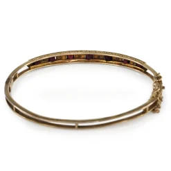 9ct Yellow Gold Antique Garnet and Pearl Bangle