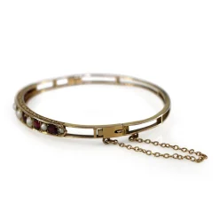 9ct Yellow Gold Antique Garnet and Pearl Bangle