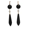 10ct Yellow Gold Antique Jet and Pearl Earrings