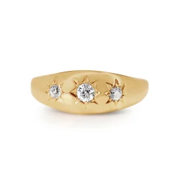 22ct Yellow Gold Antique Old Cut Diamond Gypsy Ring