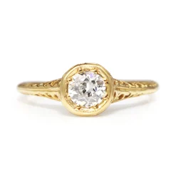 14ct Yellow Gold Antique Old Cut Diamond Solitaire Ring