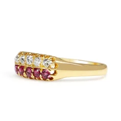 18ct Yellow Gold Antique Old Cut Diamond and Ruby Ring