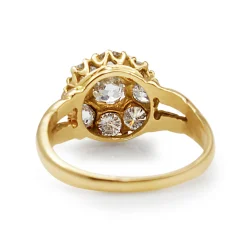 18ct Yellow Gold Antique Old Cut Daisy Ring