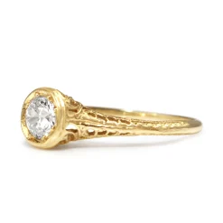 14ct Yellow Gold Antique Old Cut Diamond Solitaire Ring