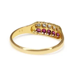18ct Yellow Gold Antique Old Cut Diamond and Ruby Ring