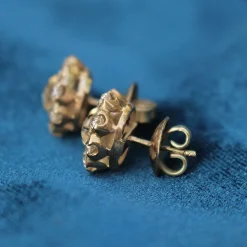 18ct Yellow Gold Antique Old Cut Diamond Daisy Cluster Earrings