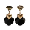 14ct Yellow Gold Antique Onyx, Pearl and Enamel Earrings
