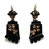 14ct Yellow Gold Antique Onyx and Pearl Earrings