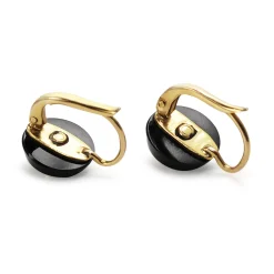 18ct Yellow Gold Antique Onyx and Old Cut Diamond Earrings