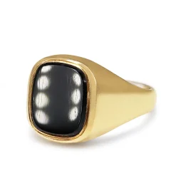 9ct Yellow Gold Antique Onyx Cushion Shape Signet Ring
