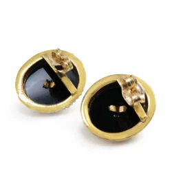 14ct Yellow Gold Antique Onyx, Diamond and Pearl Stud Earrings