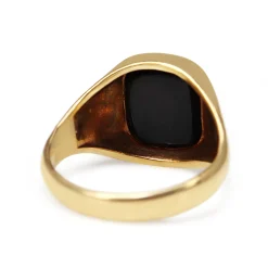 9ct Yellow Gold Antique Onyx Cushion Shape Signet Ring