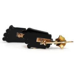 14ct Yellow Gold Antique Onyx and Pearl Earrings