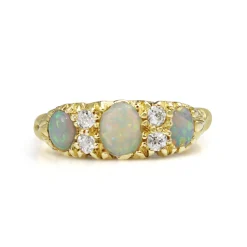 18ct Yellow Gold Antique Opal and Diamond Ring