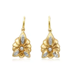 18ct Yellow Gold Antique Pearl Earrings