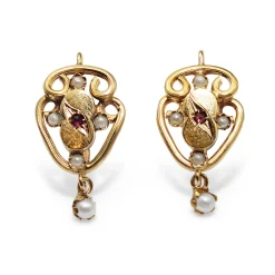 15ct Yellow Gold Antique Pearl and Paste Earrings