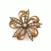 18ct Yellow Gold Antique Pearl Brooch