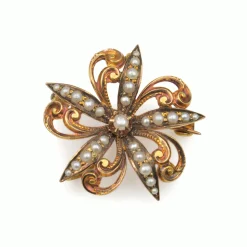 18ct Yellow Gold Antique Pearl Brooch