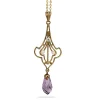 14ct Yellow Gold Antique Pearl, Old Cut Diamond and Briolette Amethyst Necklace