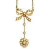 15ct Yellow Gold Antique Pearl Bow and Daisy Necklace
