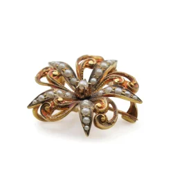 18ct Yellow Gold Antique Pearl Brooch