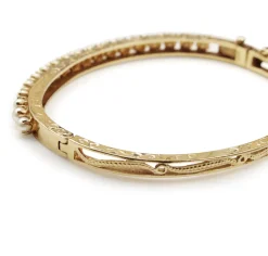 14ct Yellow Gold Antique Pearl Bangle