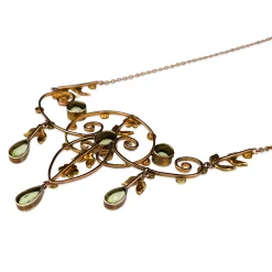 9ct Yellow Gold Antique Peridot and Pearl Necklace