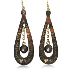 9ct Yellow Gold Antique Piqué Drop Earrings
