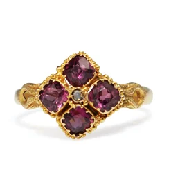 15ct Yellow Gold Antique Rhodolite Garnet Ring