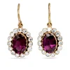 9ct Yellow Gold Antique Rhodolite Garnet and Diamond Earrings